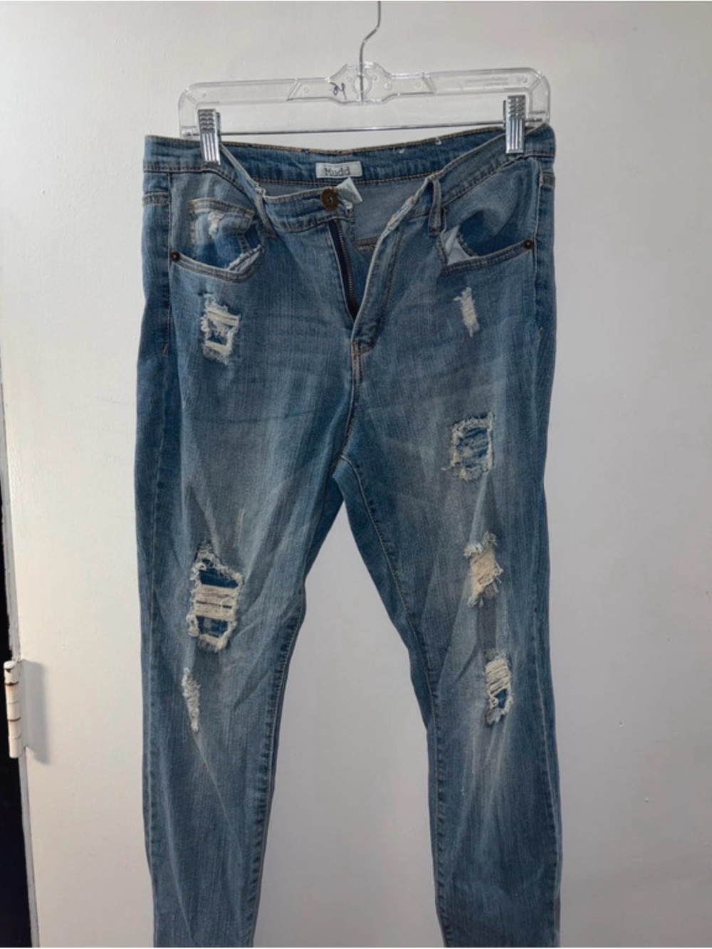 Mudd Women's Distressed Light Blue Boyfriend Jeans